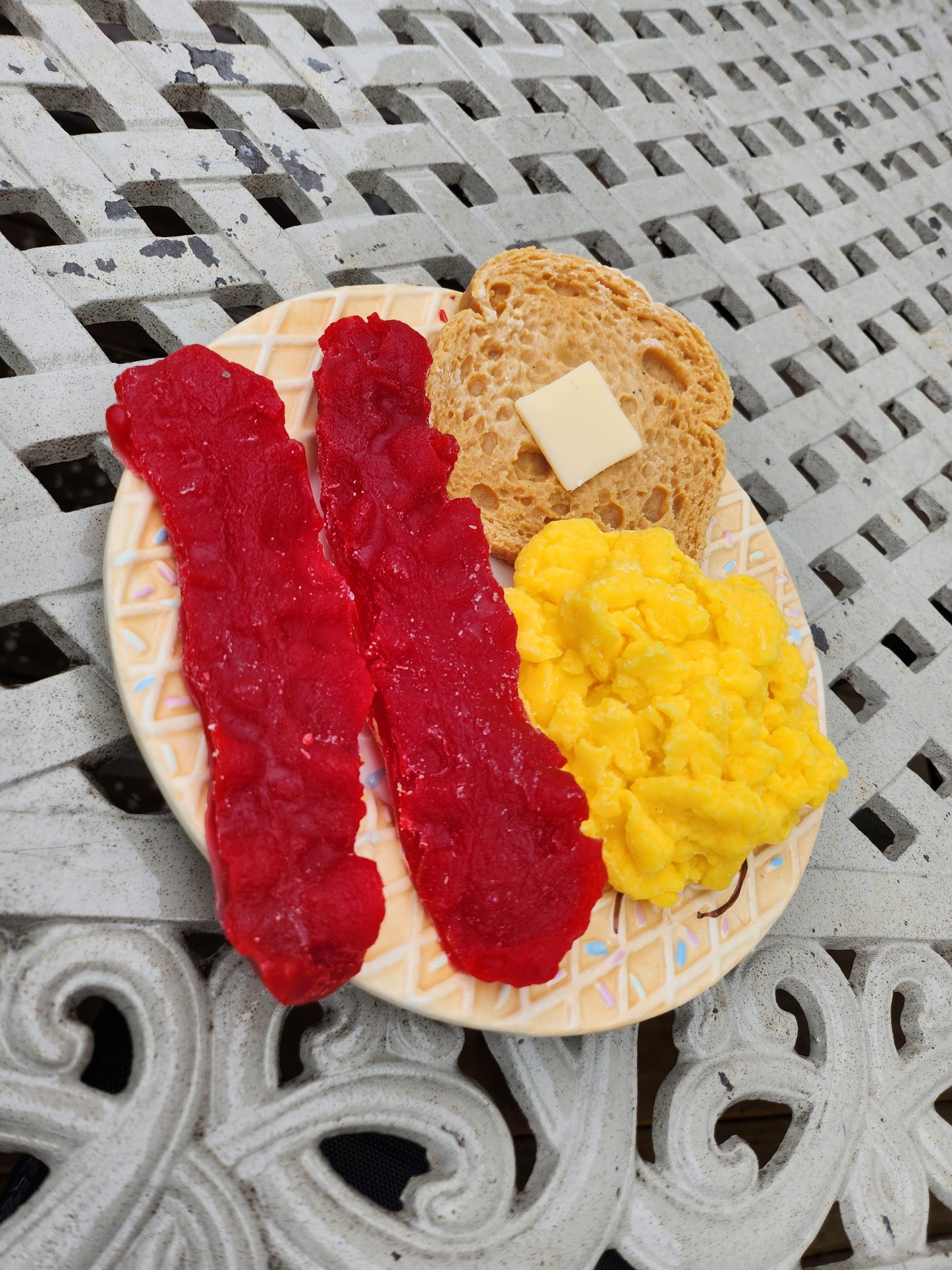 Bacon eggs and toast plate