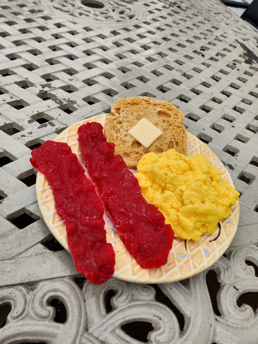Bacon eggs and toast plate